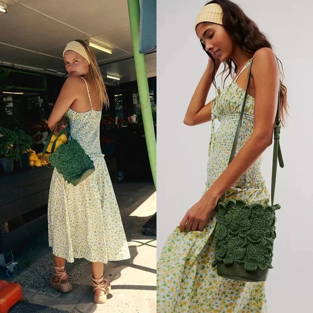 Free People Best In Show Bucket Bag in Hunter Green NWOT $108